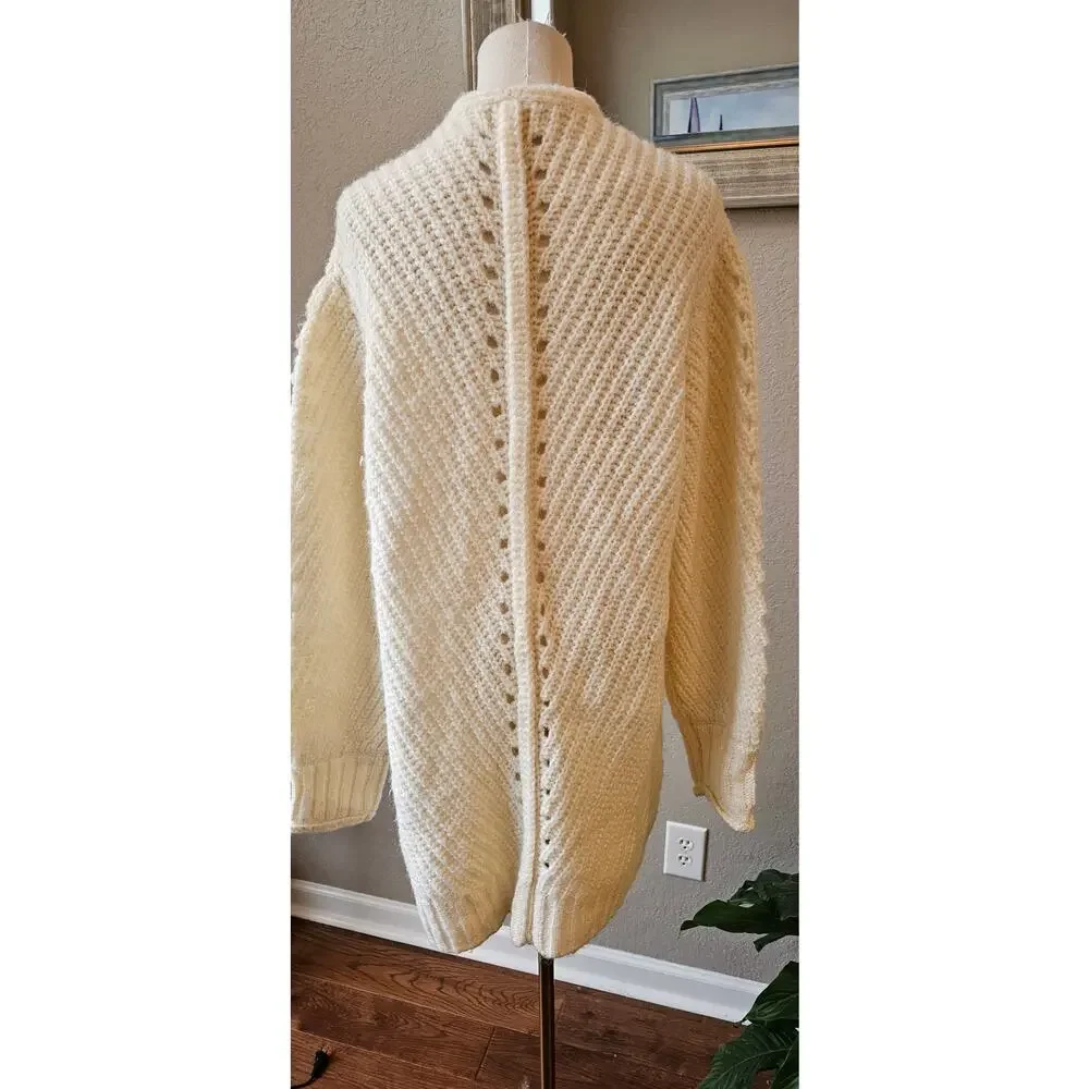 POL Open Front‎ Chunky Knit Relaxed Cardigan Sweater Women Size L Cream Slouchy